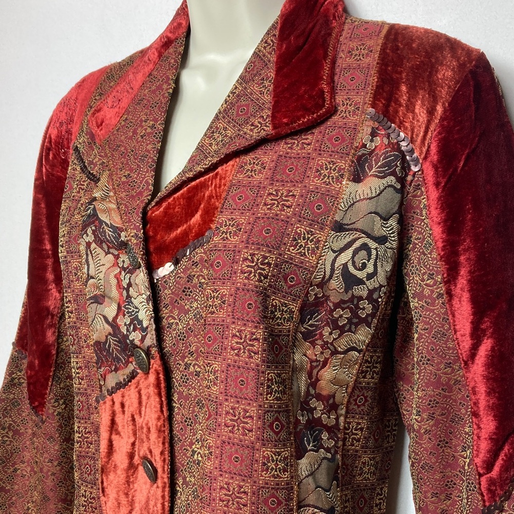 🤩 BOHO Glam Patchwork Velvet & Brocade Blazer Fully Lined …FREE SHIPPING